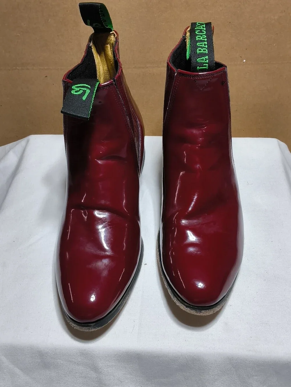 Men's La Barca Burgundy Patent Leather Chelsea Boots Size10 Charro Style